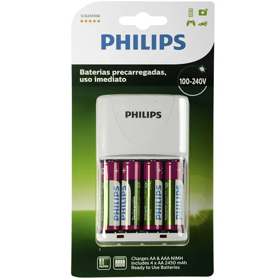 CARGADOR DE PILA PHILIPS SCB2445NB/97 + PILA AA X4 2450MAH Product