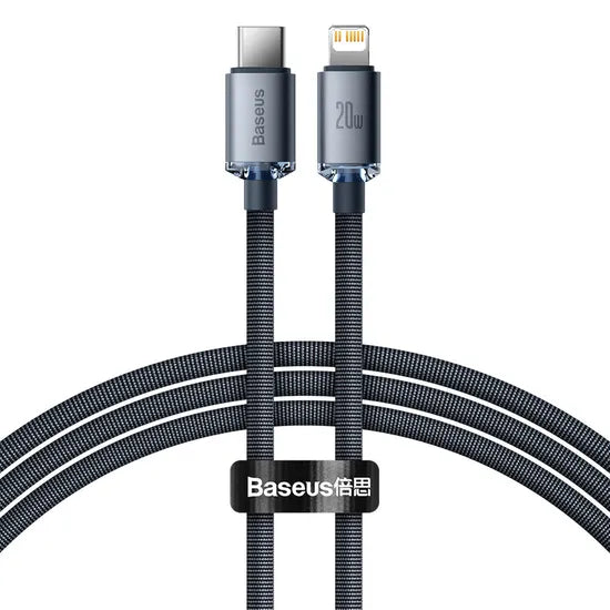 CABLE USB-C / LIGHTNING BASEUS CAJY000201 CRYSTAL SHINE 20W 1.2M GRAY 1 AÑO GTA