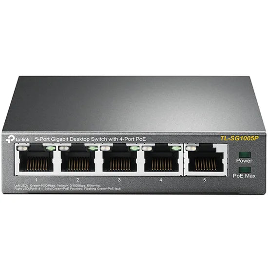TP-LINK SWITCH 5P TL-SG1005P GIGABIT 10/100/1000MBPS 4 PUERTOS POE (65W) Product