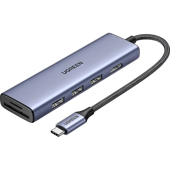 HUB USB-C 6-IN-1 UGREEN CM511 3USB-A+HDMI+TF/SD GREY (20956A) Product