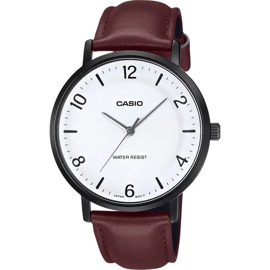RELOJ CASIO MTP-VT03BL-7BDF BLACK/WHITE/BROWN LEATHER Product