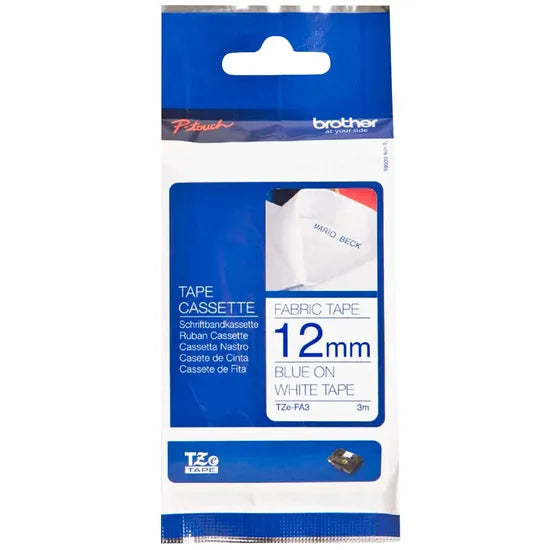 CINTA P/ ROTULADORA BROTHER P-TOUCH TZE-FA3 12MM/8M AZUL EN BLANCO Product