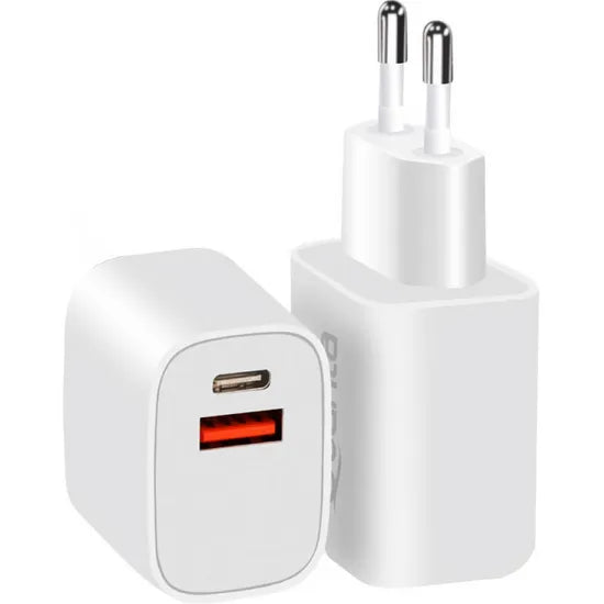 CARGADOR PARED QUANTA QTCACR2 USB-A+USB-C 20W QC3 WHITE