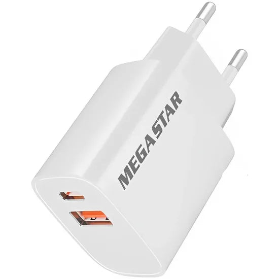 CARGADOR PARED MEGA STAR CH500B USB-A/USB-C 18.5W WHITE Product