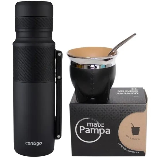 KIT TERMO CONTIGO 1.1L (GUAMPA + BOMBILLA) BLACK MATTE