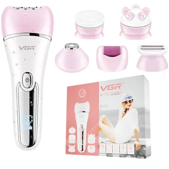 DEPILADOR VGR V-733 LCD/6-EN-1/RECARGABLE WHITE/ROSE