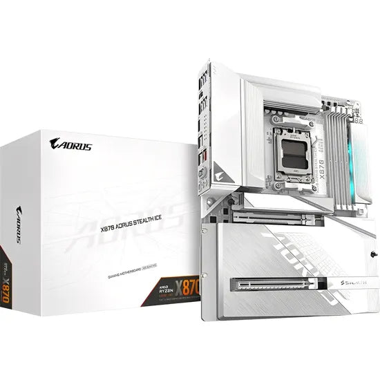 PLACA MADRE GIGABYTE AM5 X870 AORUS STEALTH ICE HDMI/USB3.2/4M.2/DDR5/ATX