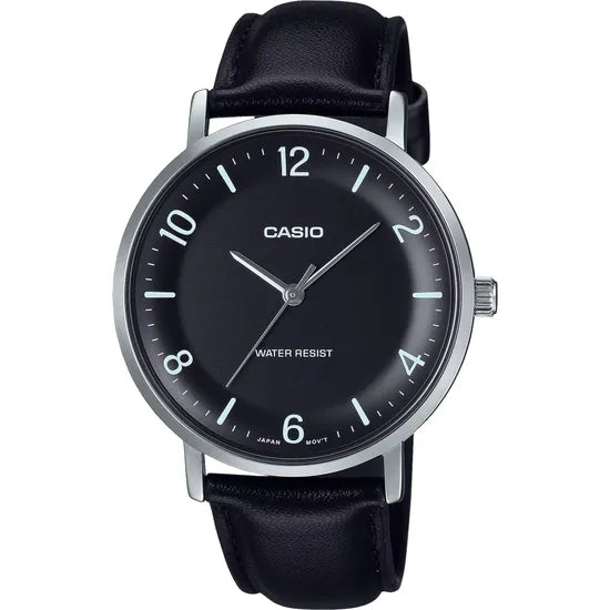 RELOJ CASIO VINTAGE MTP-VT03L-1BDF SILVER/BLACK/BLACK LEATHER Product