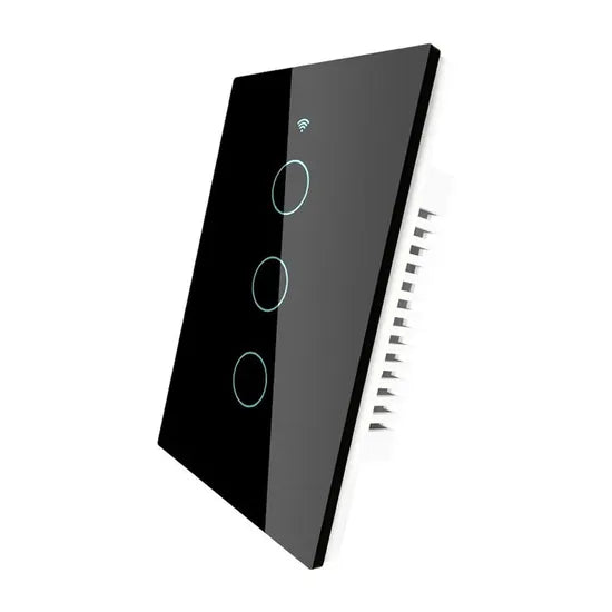 INTERRUPTOR SMART TOUCH MOES WS-US3-RFB-N 3 BOTON/WIFI/RF/ALEXA/GOOGLE/BLACK
