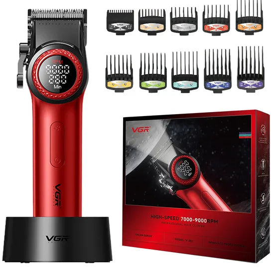 CORTA PELO VGR V-001 LED/RECARGABLE RED
