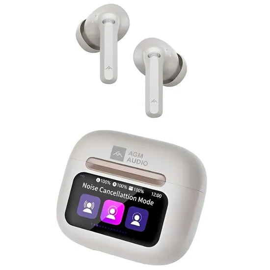 AURICULAR AGM BUDS 9 BT/TOUCH/ANC/TWS/MIC/IPX4/LCD BEIGE