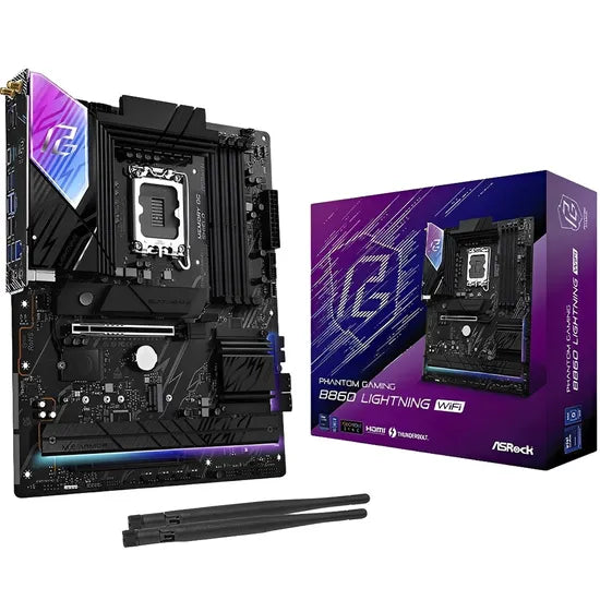 PLACA MADRE ASROCK 1851 PHANTOM GAMING B860 LIGHTNING WIFI HDMI/DP/USB3.2/M.2/DDR5/ATX Product