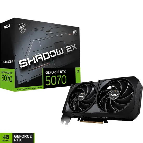 PLACA DE VIDEO MSI RTX5070 SHADOW 2X OC 12GB/GDDR7/2557MHZ/2FAN