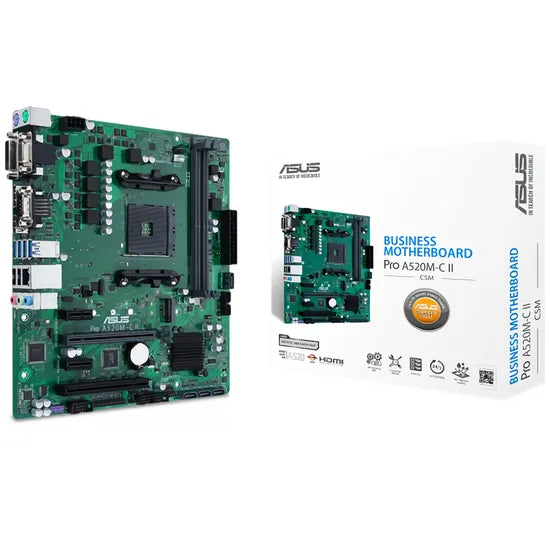 PLACA MADRE ASUS AM4 A520M-C PRO II/CSM V/S/R/HDMI/VGA/DVI/DP/M.2/DDR4/LAN/USB3.2/MATX