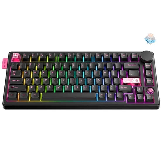TECLADO MECANICO WIRELESS ONIKUMA MT706 RGB/75%/TRI MODE/SW (LINEAR)/BLACK
