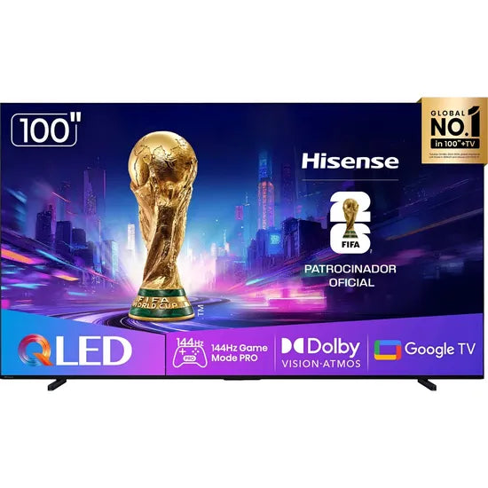 TV SMART 100"" HISENSE 100QD7QF QLED 4K/144HZ/GOOGLE TV/BT/CAST/DOLBY VISION/ALEXA BIVOLT