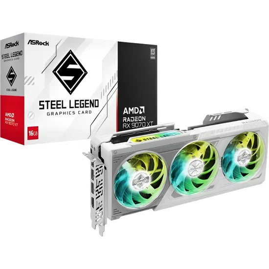 PLACA DE VIDEO ASROCK RADEON RX9070 XT STEEL LEGEND 16GB/GDDR6/2970MHZ