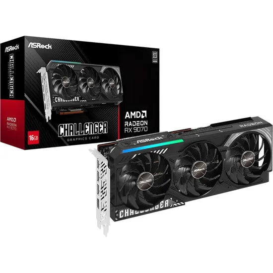 PLACA DE VIDEO ASROCK RADEON RX9070 CHALLENGER 16GB/GDDR6/2520MHZ/3FAN 90-GA5NZZ-00UANF Product