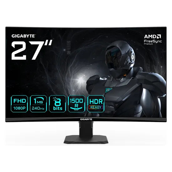 MONITOR CURVO 27"" GIGABYTE GS27FC2 FHD/240HZ/1MS/125% SRGB/FREESYNC PRE/BK 3GTA.BR-PY