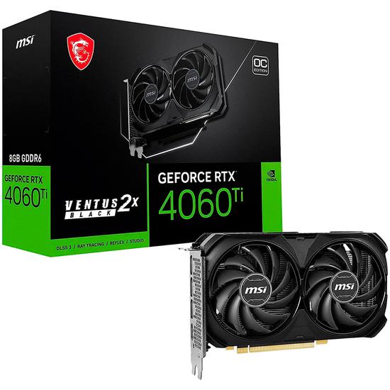 MSI GeForce RTX4060TI Ventus 2X Negro OC 8GB GDDR6 Tarjeta de video PCI-Express