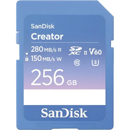 MEMORIA RAM SD 256GB SANDISK CREATOR 280-150MB/S UHS-II U3 V60 6K (SDSDXEP-256G-GNCIS)