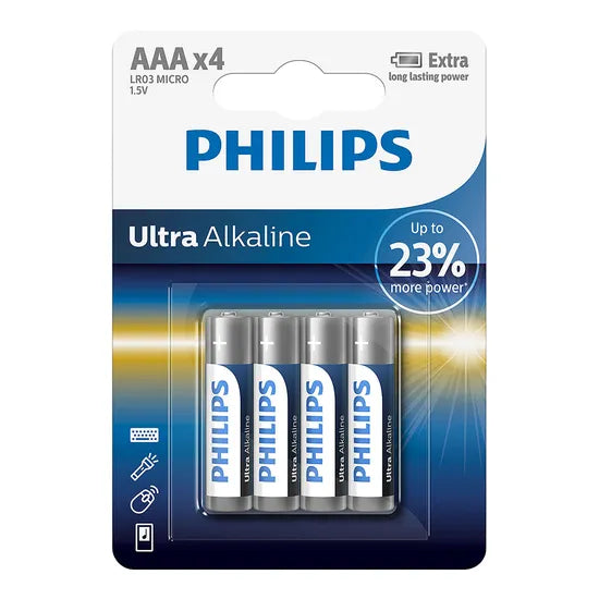 PILA ULTRA ALCALINA PHILIPS AAA LR03E4B/97 C/4