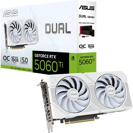 PLACA DE VIDEO ASUS RTX5060 TI DUAL OC WHITE 16GB/GDDR7/2632MHZ/2FAN Product