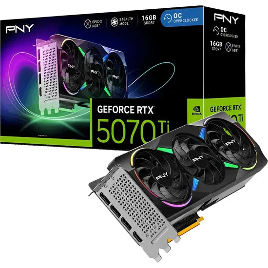PLACA DE VIDEO PNY RTX5070 TI TRIPLE FAN 16GB/GDDR7/2295MHZ/3FAN VCG5070T16TFXPB1 Product