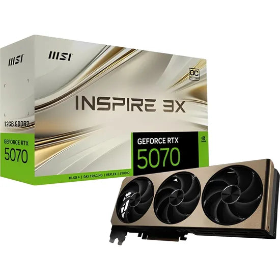 PLACA DE VIDEO MSI RTX5070 INSPIRE 3X OC 12GB/GDDR7/2542MHZ/3FAN
