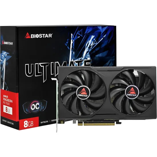 PLACA DE VIDEO BIOSTAR RADEON RX7600 ULTIMATE GAMING OC 8G/GDDR6/2318MHZ/2FAN VA76S6RM81