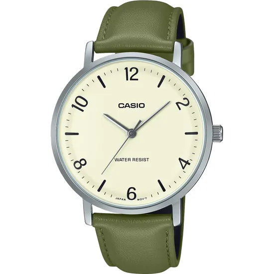 RELOJ CASIO VINTAGE MTP-VT03L-7BDF SILVER/CHAMPAGNE/GREEN LEATHER Product