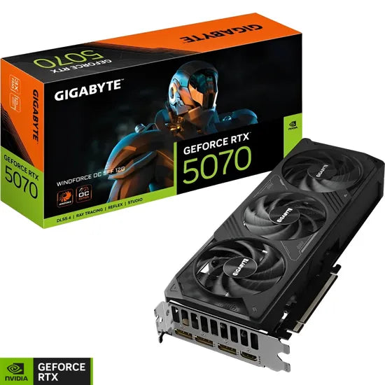 PLACA DE VIDEO GIGABYTE RTX5070 WINDFORCE OC SFF 12GB/GDDR7/2542MHZ/3FAN GV-N5070WF3OC-12GD 3GTA.BR-PY