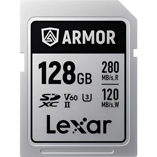 MEMORIA RAM SD 128GB LEXAR ARMOR SILVER PRO 280-120MB/S IP68 V60 INOX SDXC UHS-II(LSDAMSP128G-RNNNG)