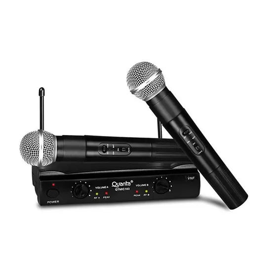 MICROFONO QUANTA QTMIC103 WIRELESS 2MIC/BLACK/BIVOLT
