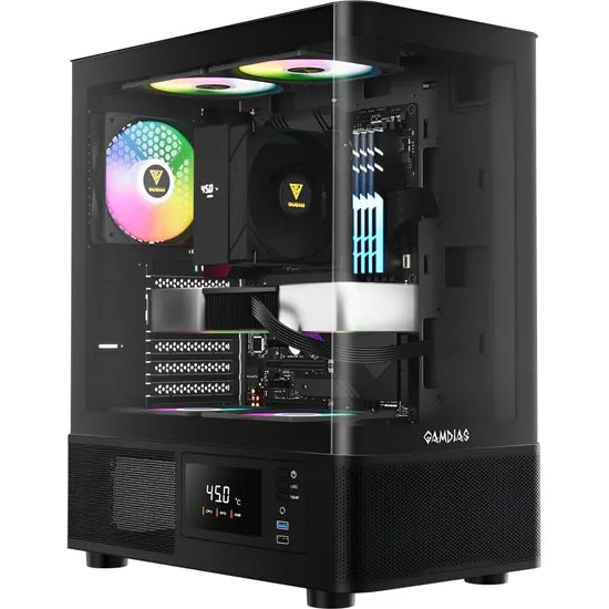 GABINETE GAMDIAS ATLAS E2 CG PANTALLA DIGITAL/MID TOWER/BLACK/3 FAN ARGB 1GTA.BR Product