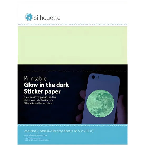 SILHOUETTE PAPEL ADHESIVO P/ IMPRIMIR BRILLA EN LA OSCURIDAD 22X28CM 2PCS MEDIA-GITD-ADH Product