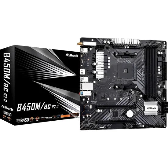 PLACA MADRE ASROCK AM4 B450M/AC R2.0 HDMI/USB3.2/M2/DDR4/MATX