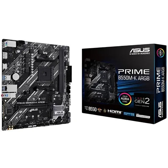 PLACA MADRE ASUS (AM4) PRIME B550M-K ARGB M.2/HDMI/VGA/USB3.2/LAN/DDR4 Product