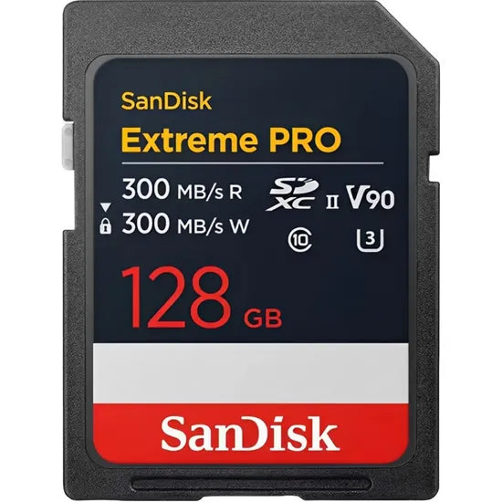 MEMORIA RAM SD 128GB SANDISK EXTREME PRO 300-300MB/S U3 V90 UHS-II 8K 4K IP68 (SDSDXDM-128G-GN4IN)