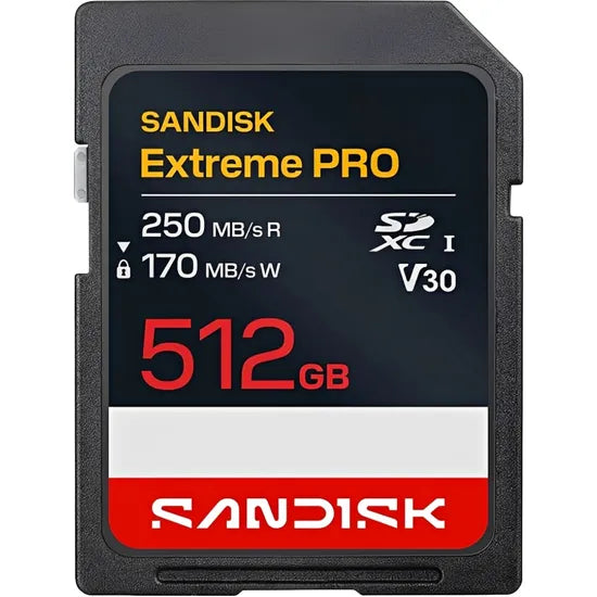 MEMORIA RAM SD 512GB SANDISK EXTREME PRO 250-170MB/S U3 UHS-I V30 4K SDSDXXJ-512G-GSCIN