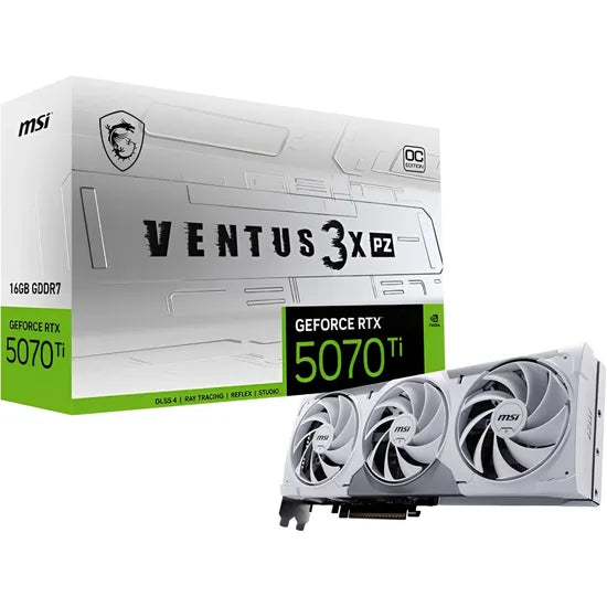 PLACA DE VIDEO MSI RTX5070 TI VENTUS 3X PZ OC WHITE 16GB/GDDR7/2497MHZ/3FAN