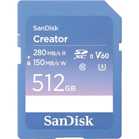 MEMORIA RAM SD 512GB SANDISK CREATOR 280-150MB/S UHS-II U3 V60 6K (SDSDXEP-512G-GNCIS) Product