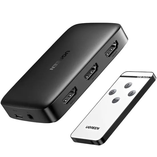 SWITCH 3-IN-1 UGREEN CM332 3HDMI/4K 30HZ C/CONTROL (80125) 1 AÑO GTA