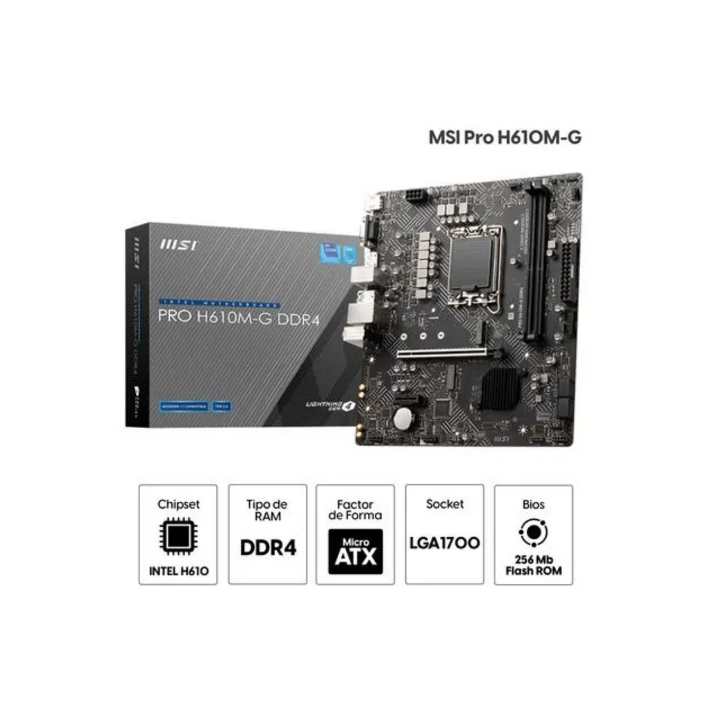 Placa madre MSI Pro H610M-G DDR4 Intel Soquete LGA 1700