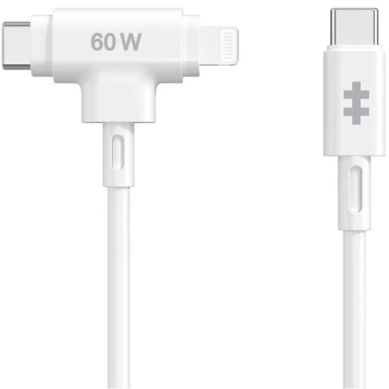 CABLE HYPERJUICE 60W USB-C AND LIGHTNING SILICONE CABLE 1.5M/5FT WHITE (HJ4010WHGL) Product