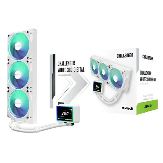 COOLER LIQUID ASROCK CHALLENGER 360 PANTALLA DIGITAL ARGB 360MM PWM/3FAN/WHITE Product