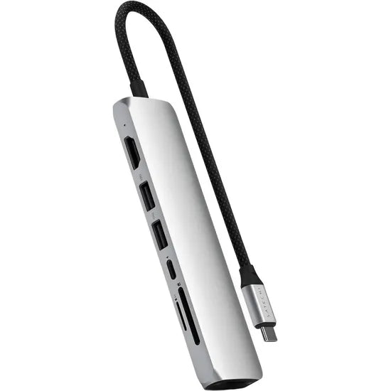 HUB USB-C 7-IN-1 SATECHI MULTIPORT ST-P7SS USB-C/2 USB-A/HDMI4K/ETHERNET/SD/MICRO SD/SILVER