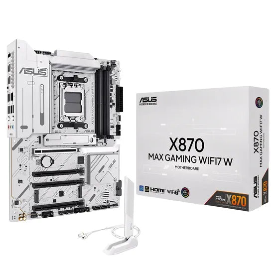 PLACA MADRE ASUS AM5 X870 MAX GAMING WIFI7 W HDMI/USB3.2/3M.2/DDR5/ATX WHITE Product