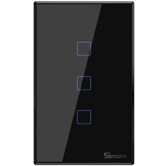 INTERRUPTOR SMART TOUCH SONOFF T3US3C 3 BOTON/RF/WIFI/ALEXA/GOOGLE/BLACK Product