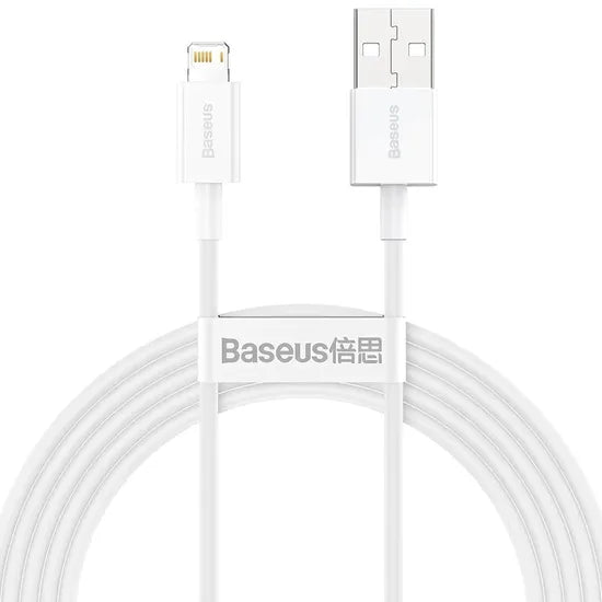 CABLE USB-A / LIGHTNING BASEUS CALYS-C02 SUPERIOR 2.4A 2M WHITE 1 AÑO GTA Product